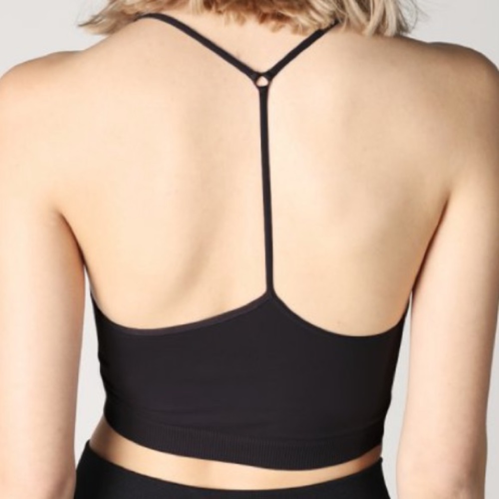 Plain jersey black bralette with Y-back design